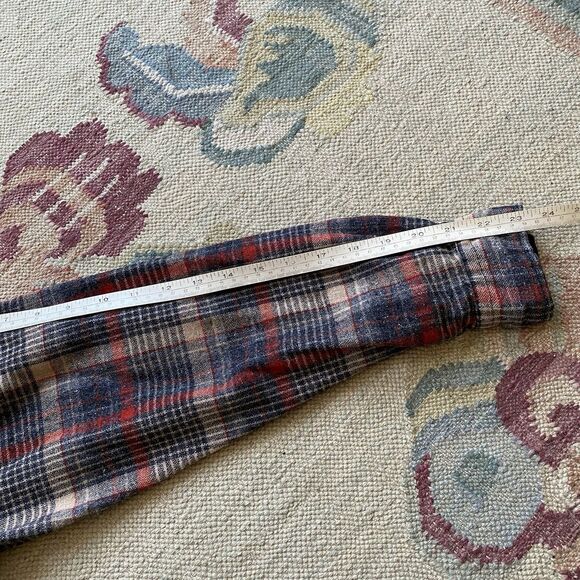Vintage 70s Loop Collar Flannel Shirt Wool Blend Topaz Plaid Medium Camp - Picture 7 of 7